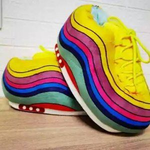 TikTok Rainbow Plush Sneakers Shoes Slippers Running Jordans Nike